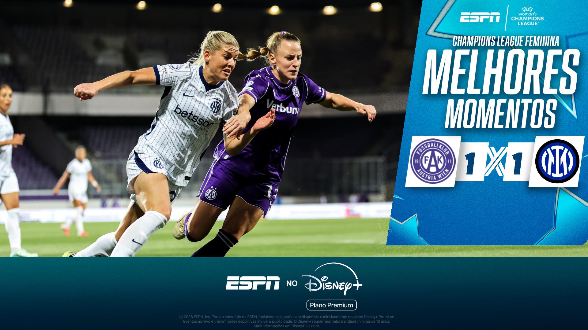 Inter consegue gol salvador no último lance e empata com o Áustria Viena na Champions Feminina; VEJA os melhores momentos