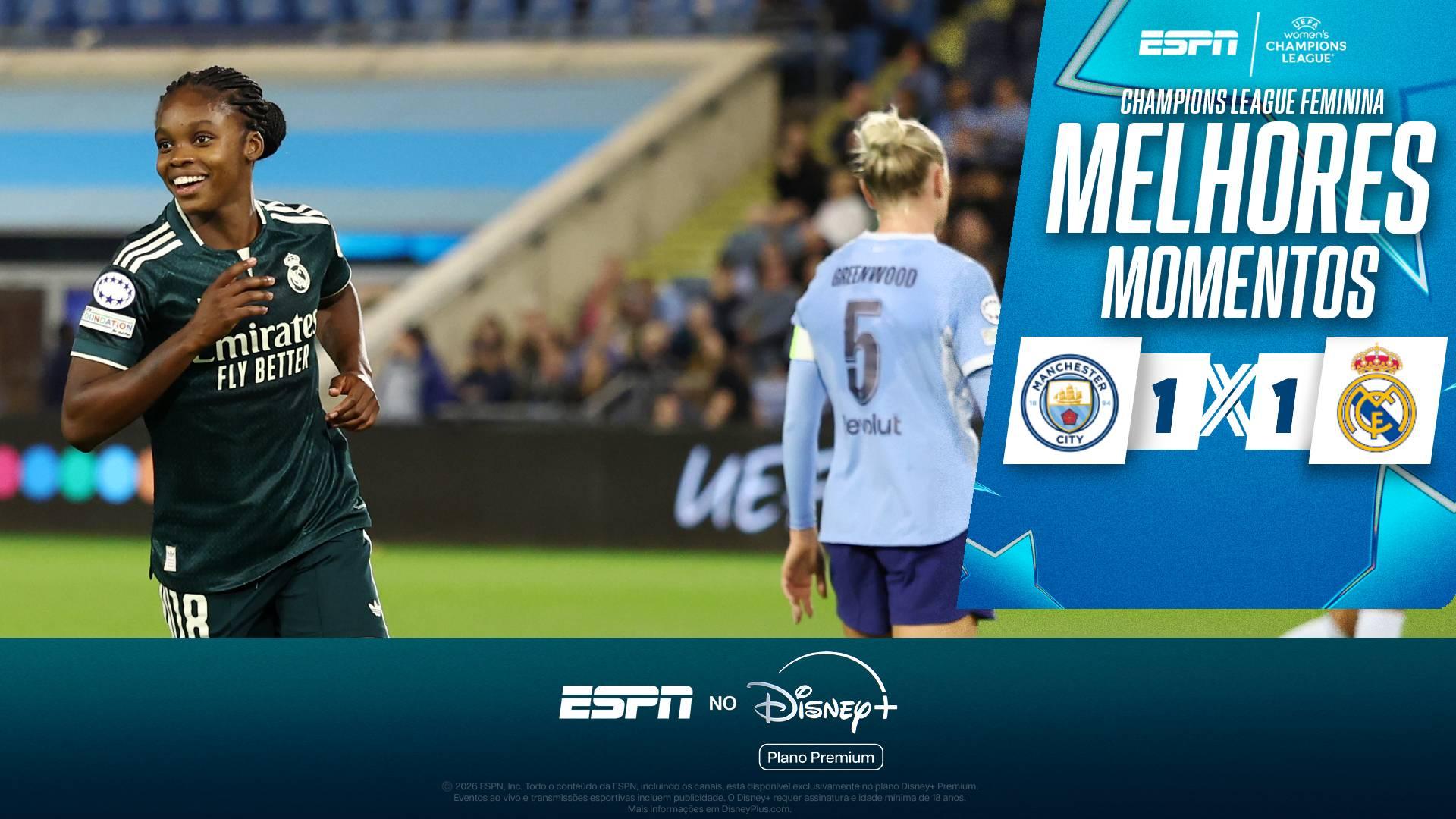 Real Madrid sai na frente com Linda Caicedo, mas leva empate do City na Champions Feminina; veja como foi