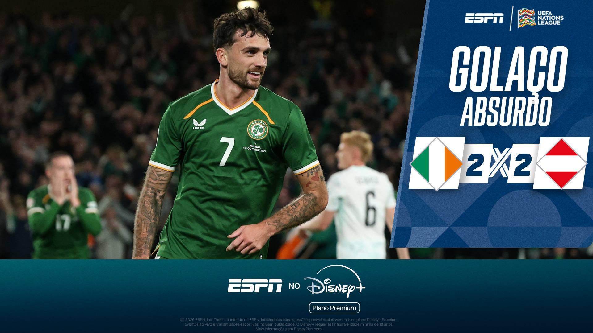 Gol mais bonito do ano? Jodador da Irlanda humilha defesa da Áustria e marca 'pintura' na Nations League