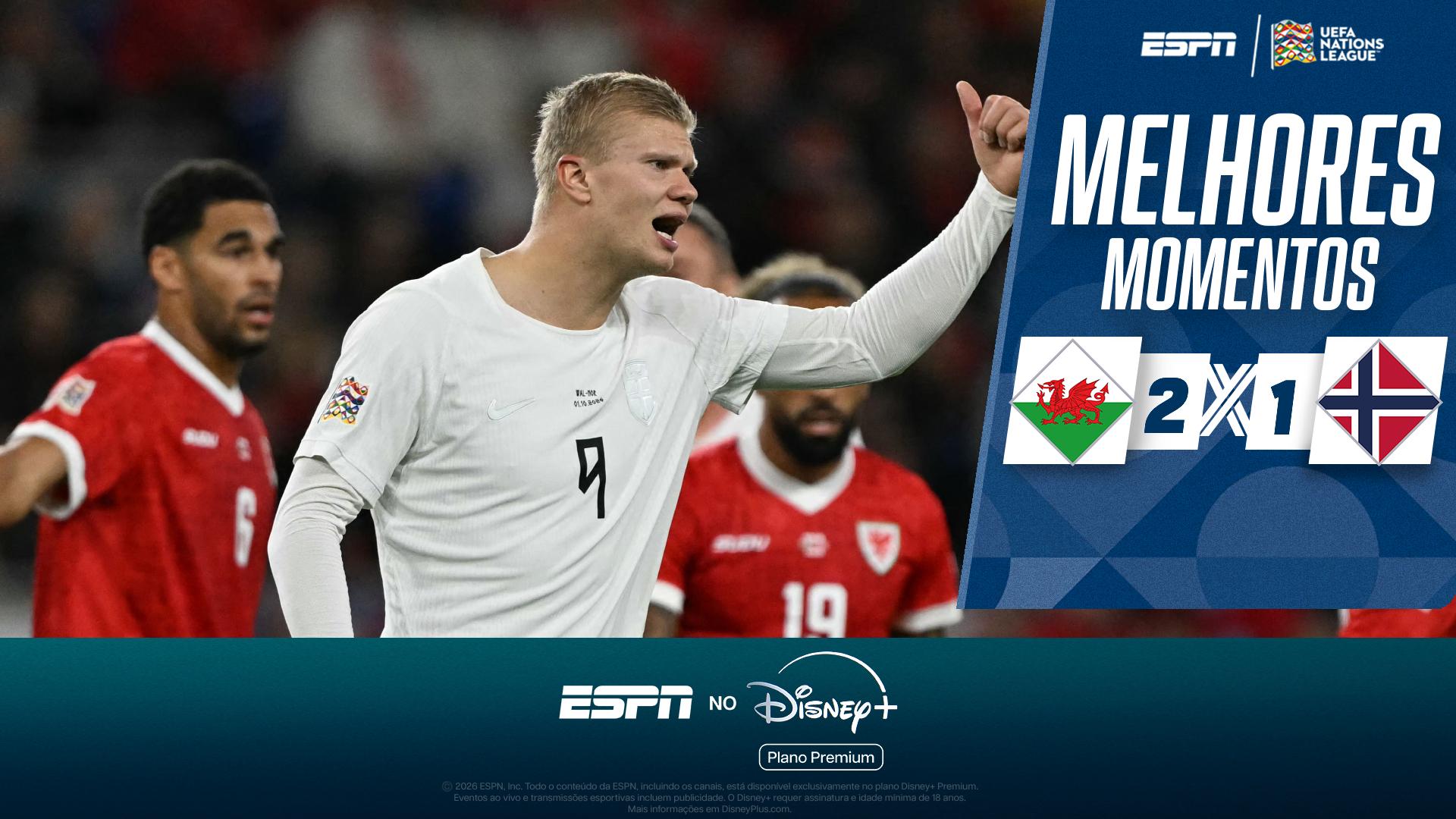 Haaland passa em branco, País de Gales vira sobre Noruega e vence a 1ª na Nations; VEJA como foi