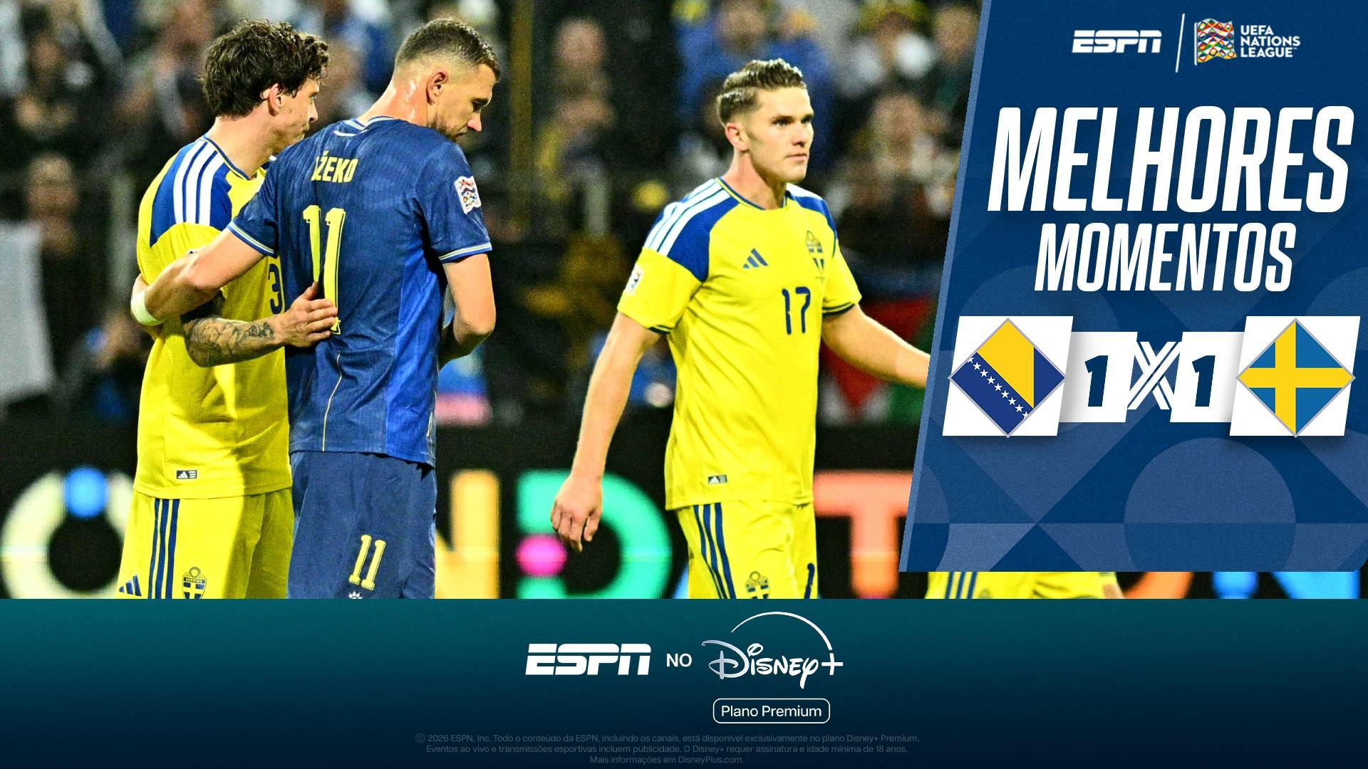 Em despedida de Dzeko, Bósnia reage no fim após sofrer gol de Gyokeres e busca empate contra a Suécia; veja como foi