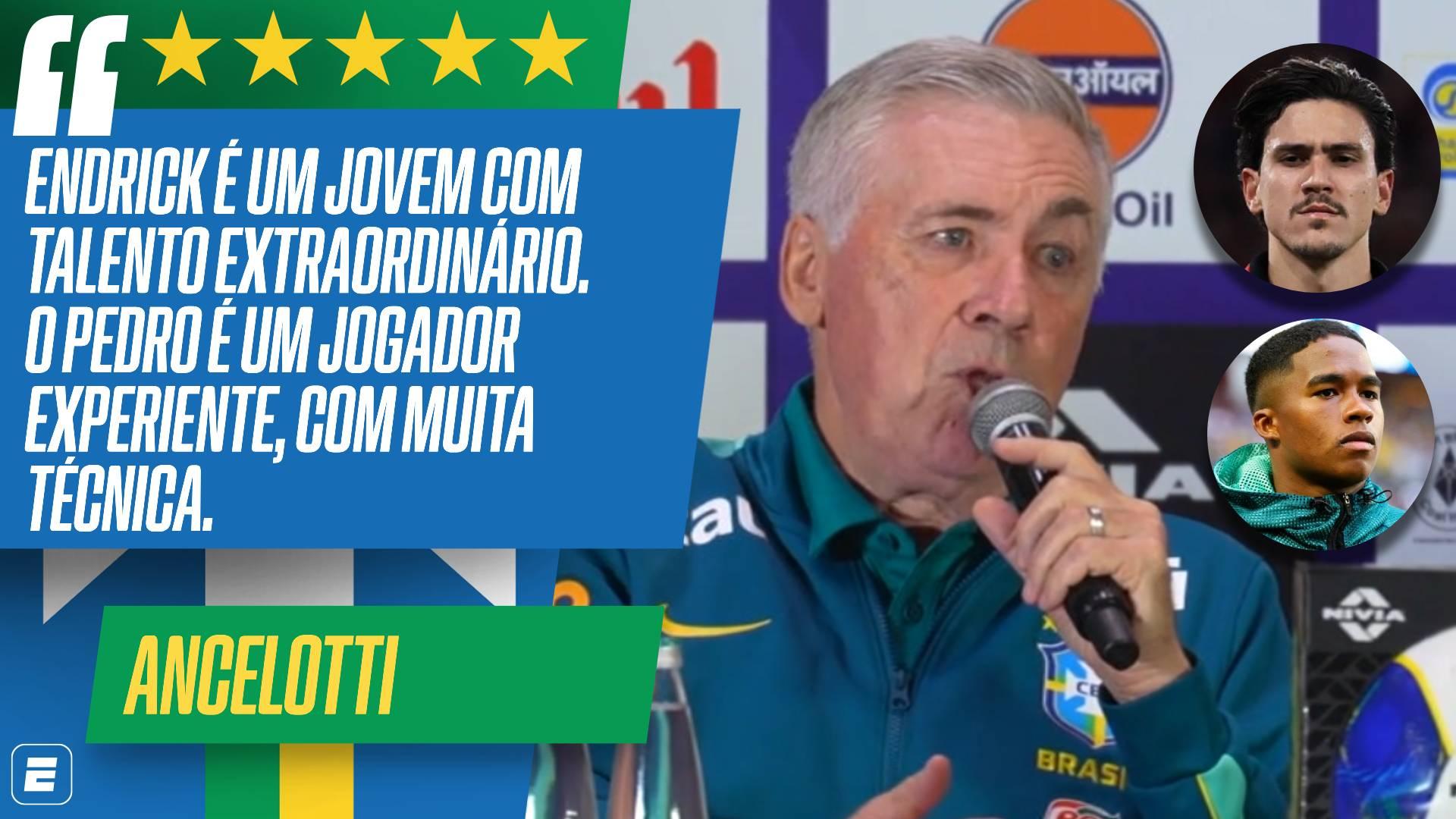 Ancelotti compara Pedro e Endrick, explica diferença entre eles e diz: 'É bastante simples...'
