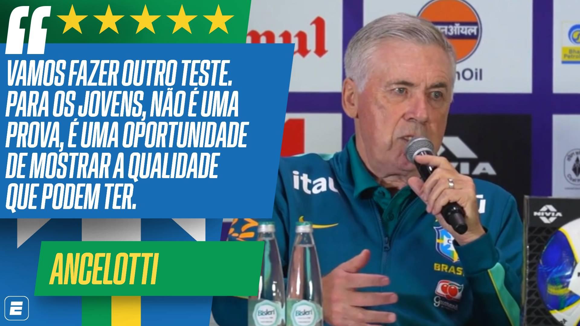 Ancelotti confirma estreia de Morisco contra a Índia, fala dos testes com os jovens na seleção e diz: 'Vamos dar oportunidades'