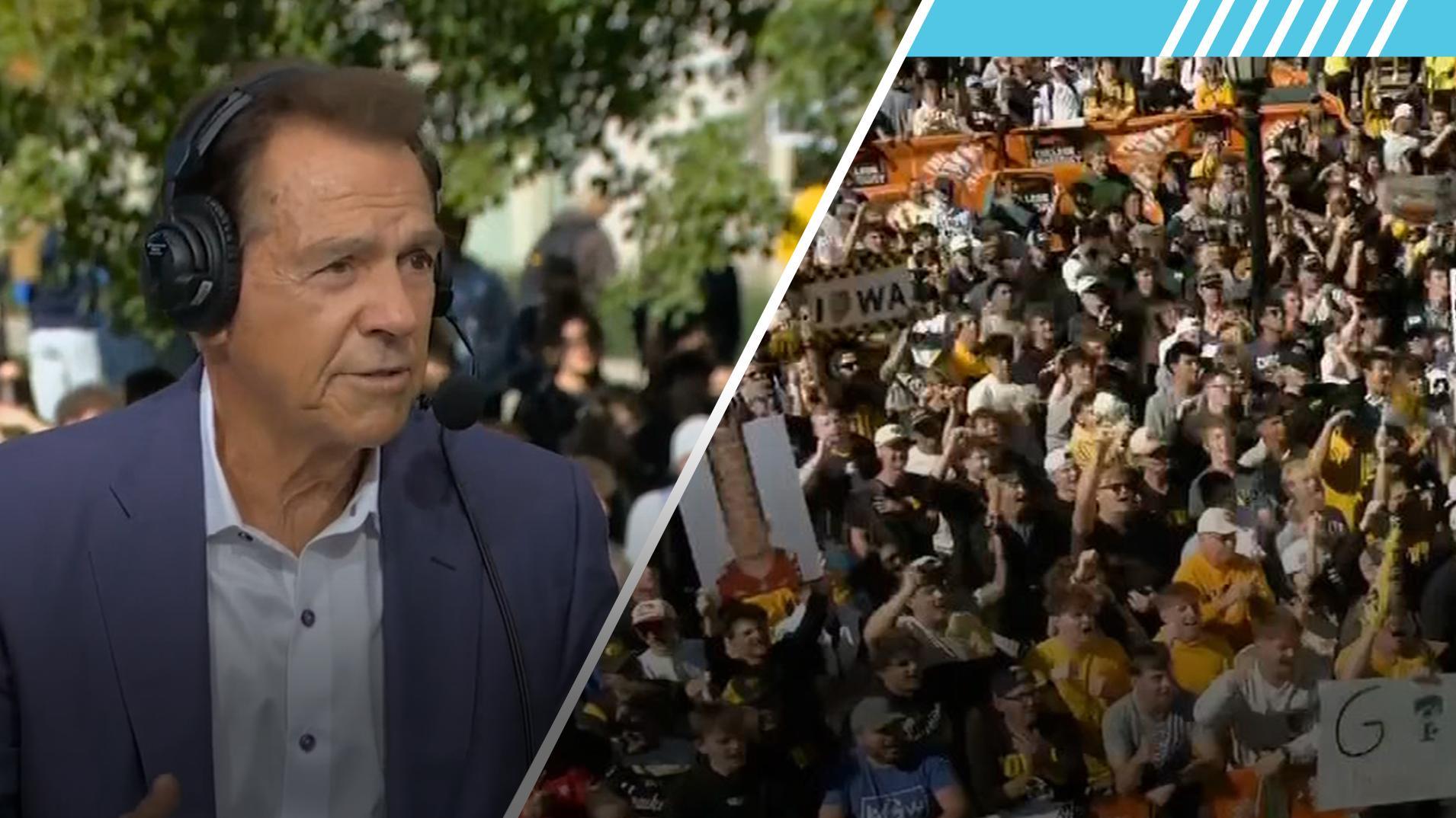 Saban fires up Iowa crowd with early prediction vs. Ohio State