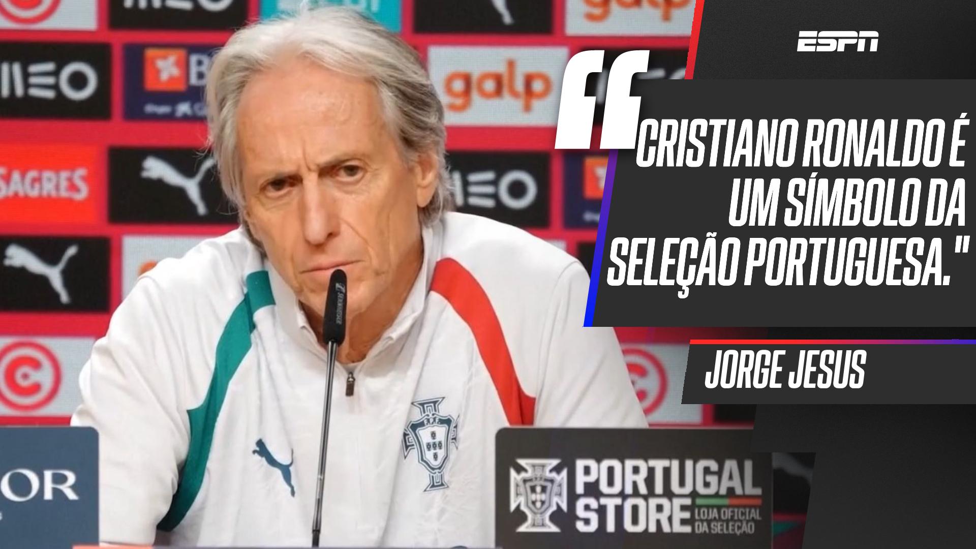 Jorge Jesus diz não ignorar Cristiano Ronaldo, mas afirma: 'O foco tem de ser o jogo com a Noruega'