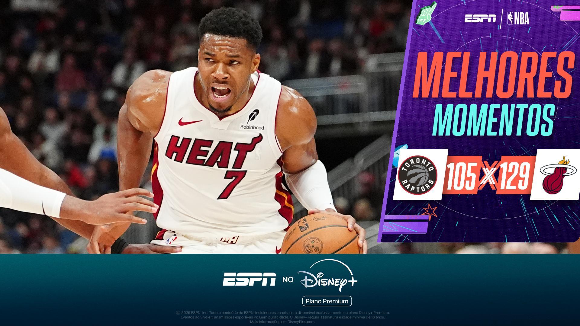 Antetokounmpo estreia, e Heat vence Raptors por 129 a 105 na pré-temporada da NBA; VEJA como foi