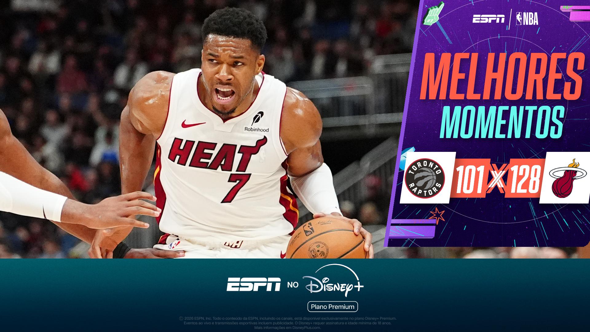 Antetokounmpo estreia, e Heat vence Raptors por 128 a 105 na pré-temporada da NBA; VEJA como foi