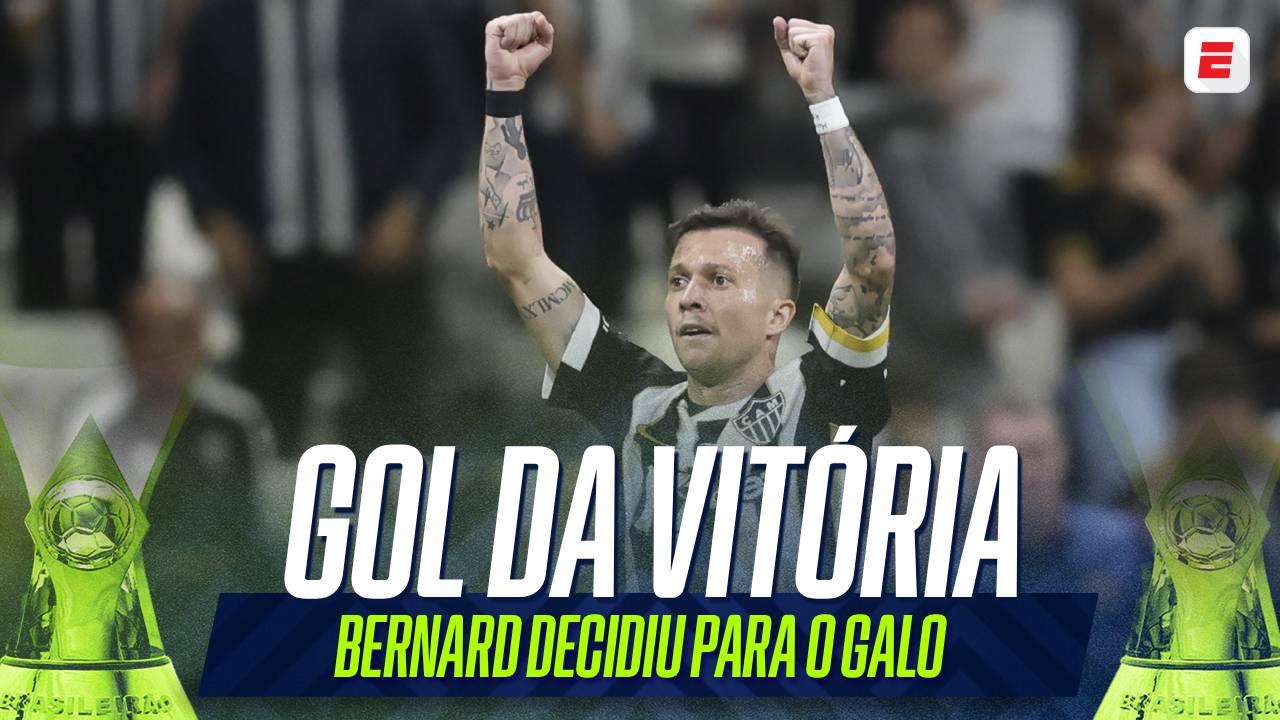 O gol de Bernard que deu a vitória ao Atlético-MG contra o Bragantino no Brasileirão