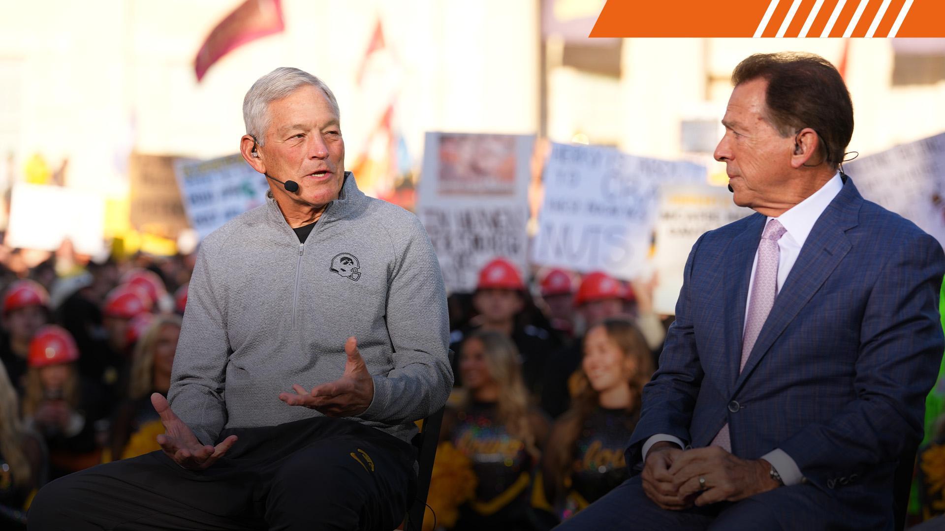 Ferentz and Saban reminisce about being on Belichick's staff together