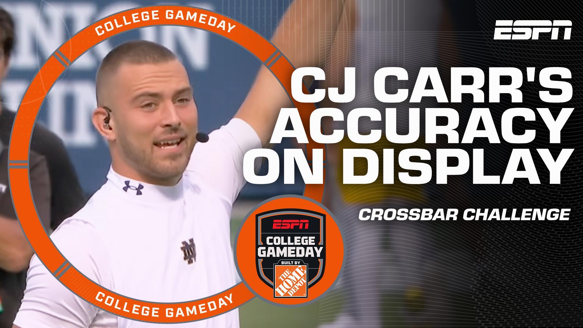 Notre Dame's CJ Carr DELIVERS on Pat McAfee's crossbar challenge