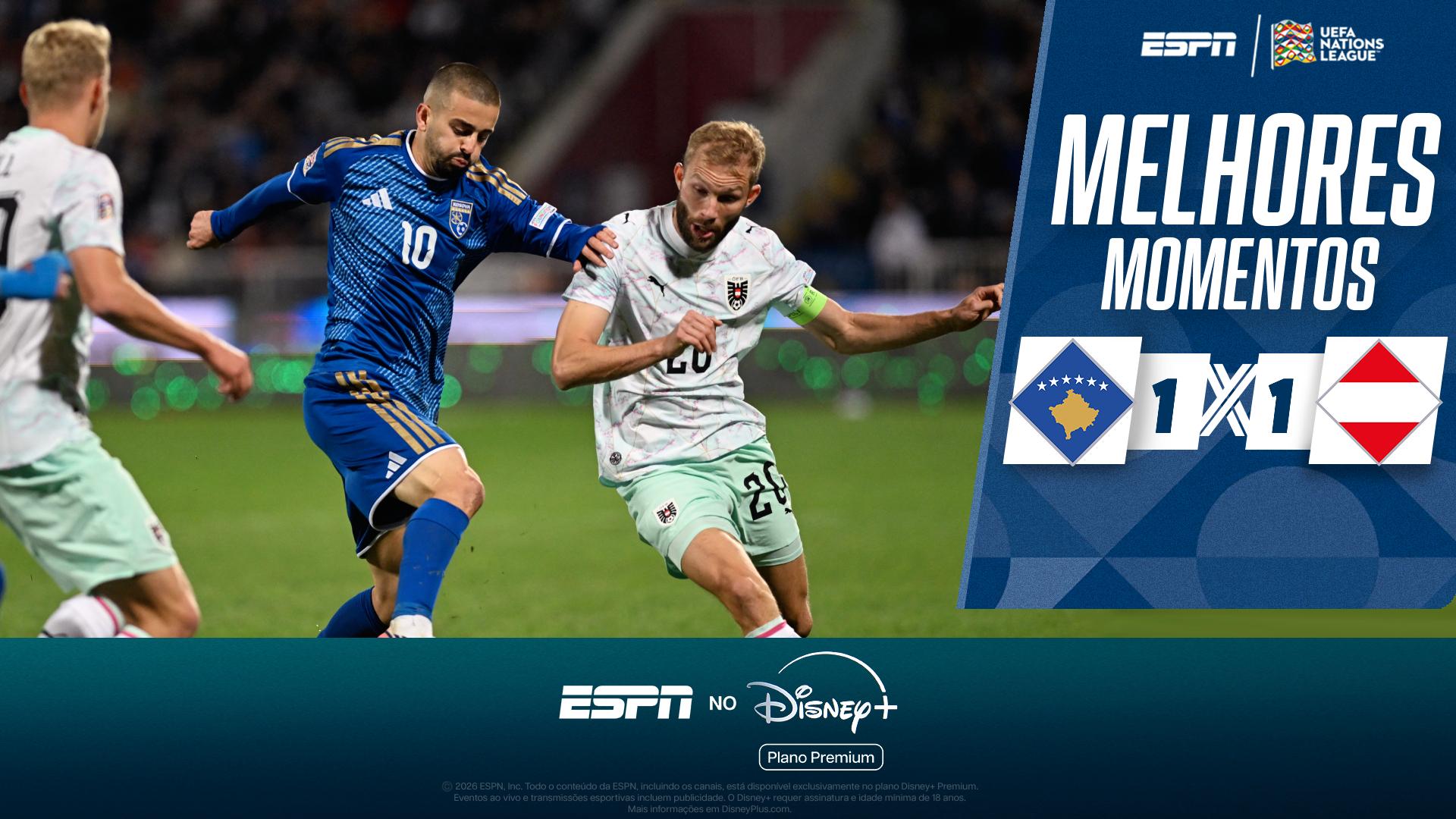 Kosovo abre o placar, mas Áustria arranca empate no final na Nations League; VEJA melhores momentos