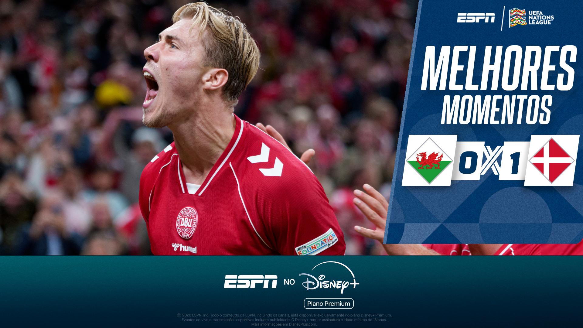Dinamarca vence o País de Gales e dá passo importante rumo à próxima fase da Nations League; VEJA os melhores momentos