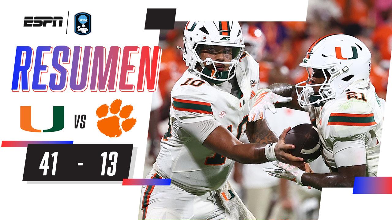 Miami 41-13 Clemson | ¡Los Tigers cayeron ante Hurricanes! | Resumen