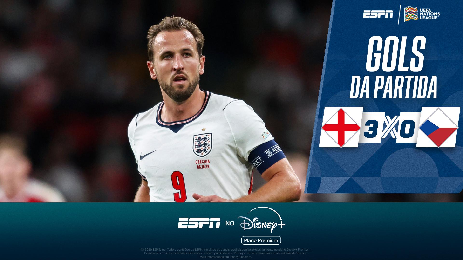 Kane brilha com dois gols, e Inglaterra vence República Tcheca na Nations League; VEJA como foi