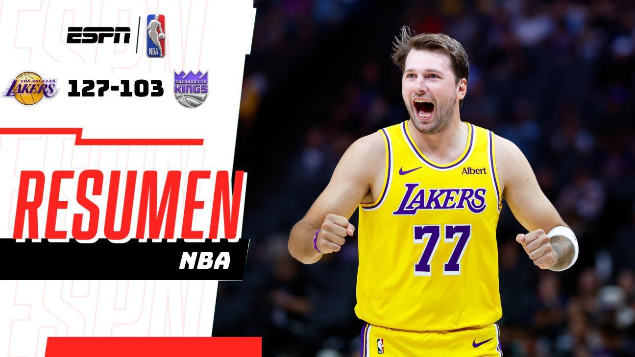 Luka Doncic brilla con 21 puntos y Lakers dominan 127-103 a Kings
