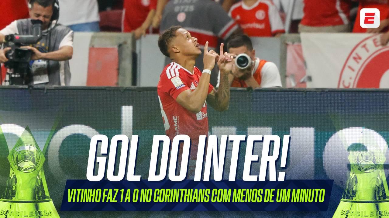 Gol do Internacional! Vitinho toca na saída de Hugo Souza e faz 1 a 0 no Corinthians com menos de um minuto de jogo; VEJA
