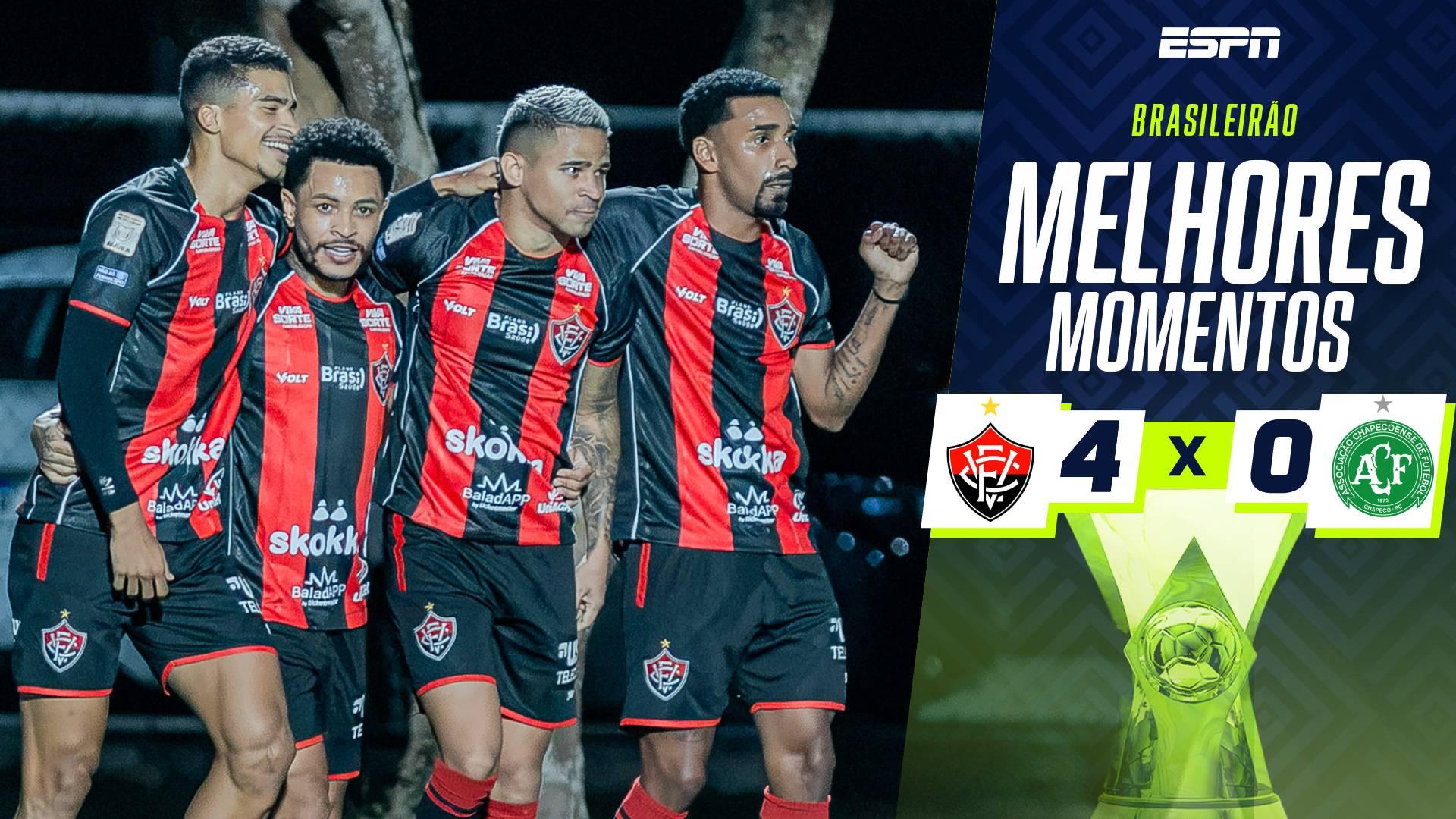 Com direito a golaço, Vitória atropela a Chapecoense no Brasileirão; melhores momentos