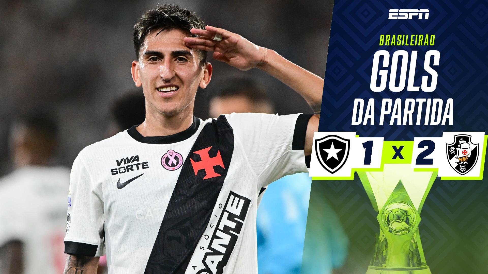 Botafogo 1 x 2 Vasco: os gols da vitória cruzmaltina no Brasileirão