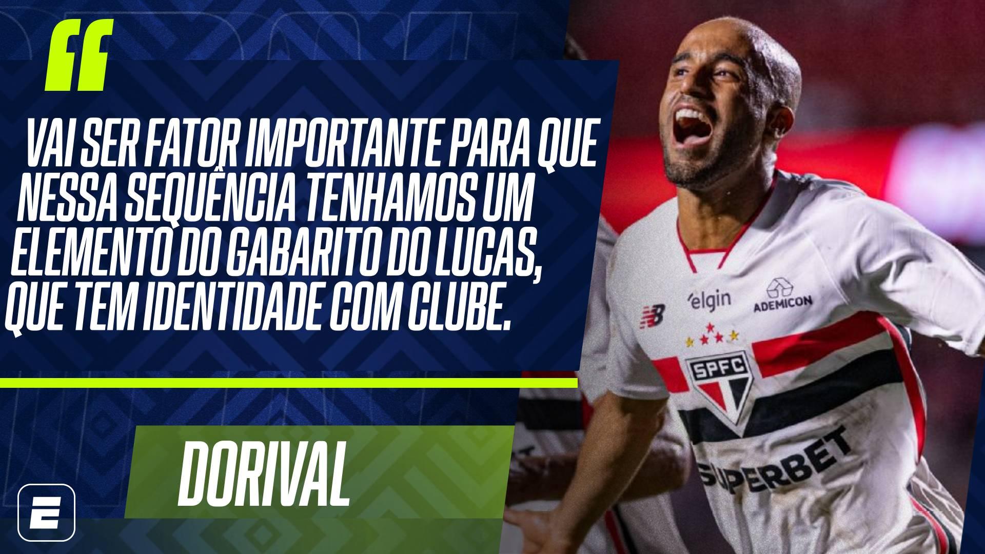 Dorival torce por retorno de Lucas e diz que jogador será fundamental na reta final do Brasileirão para o São Paulo