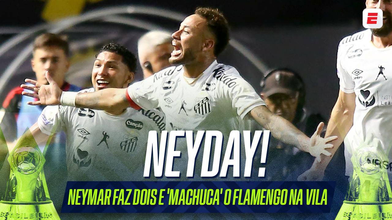 Show de Neymar! Os gols do craque que garantiram o empate do Santos com o Flamengo