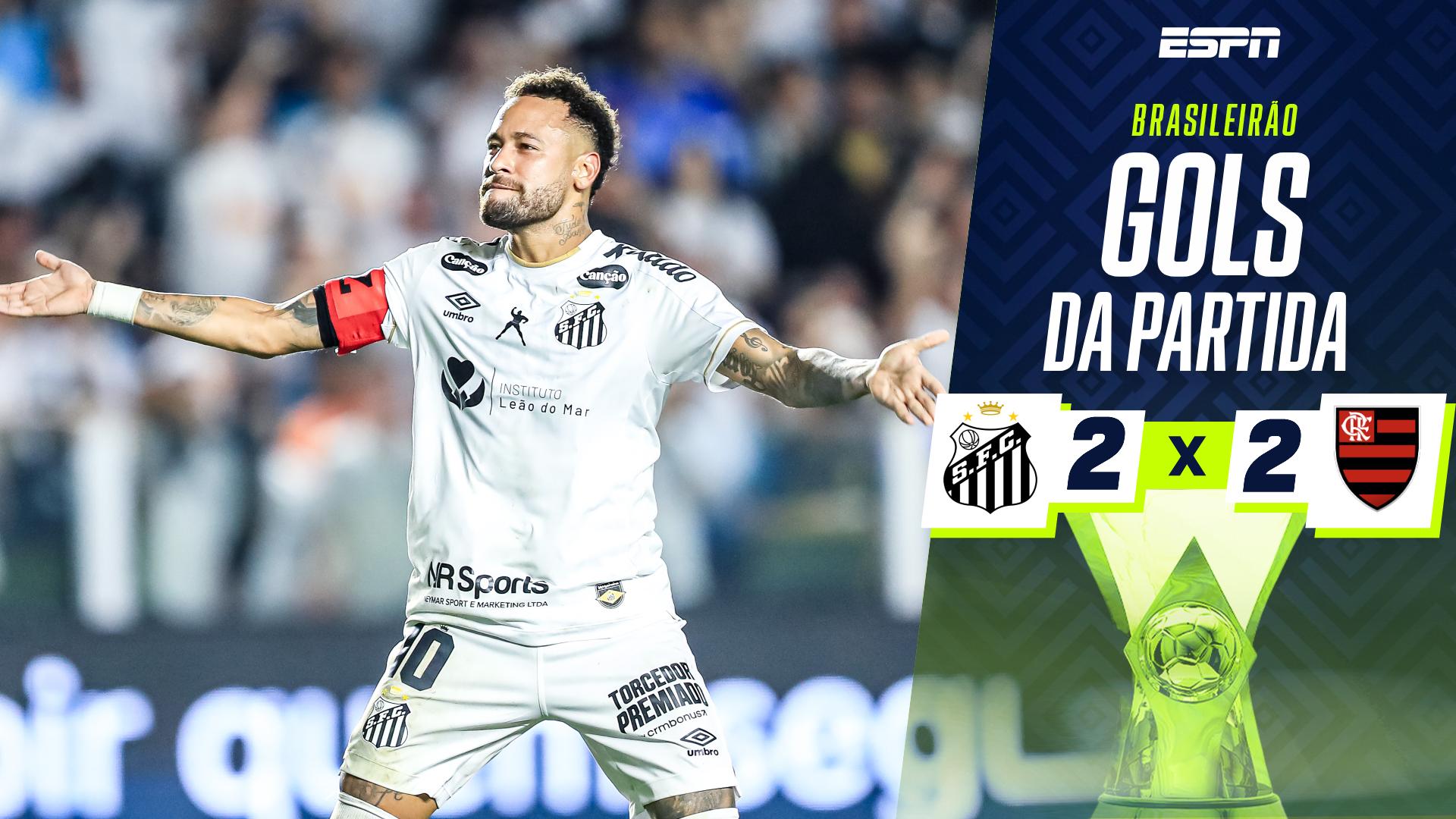 Santos 2 x 2 Flamengo: os gols do empate na Vila com show de Neymar
