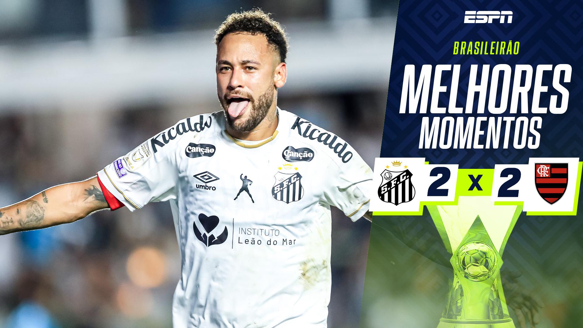 Neymar muda o jogo, e Santos busca empate contra o Flamengo no Brasileirão; VEJA