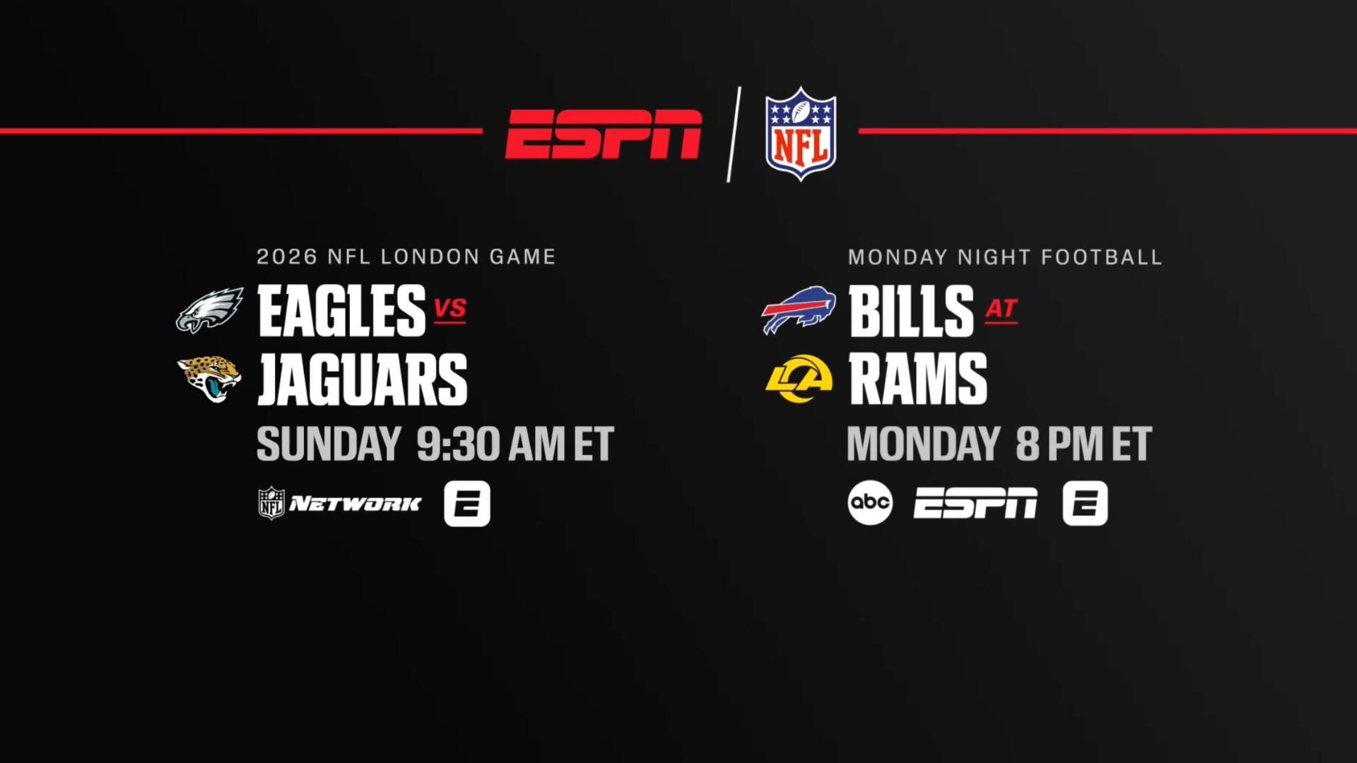 Get ready for Eagles-Jaguars in London, Bills-Rams on MNF