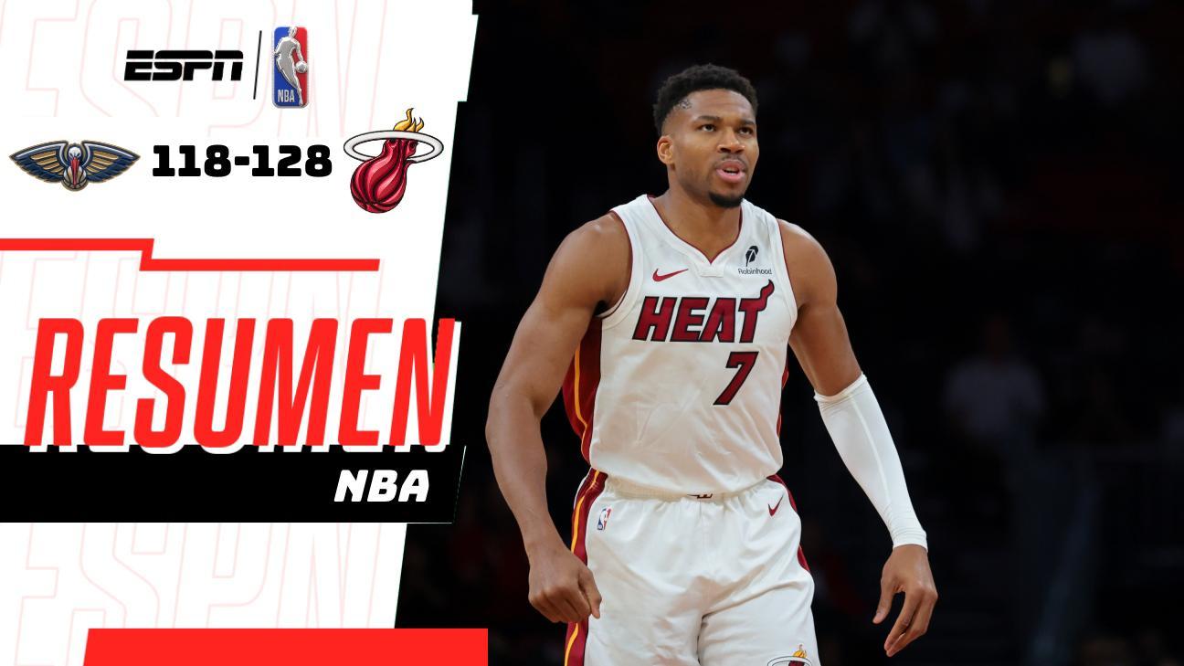 Giannis lidera la ofensiva y Heat se impone 128-118 a Pelicans