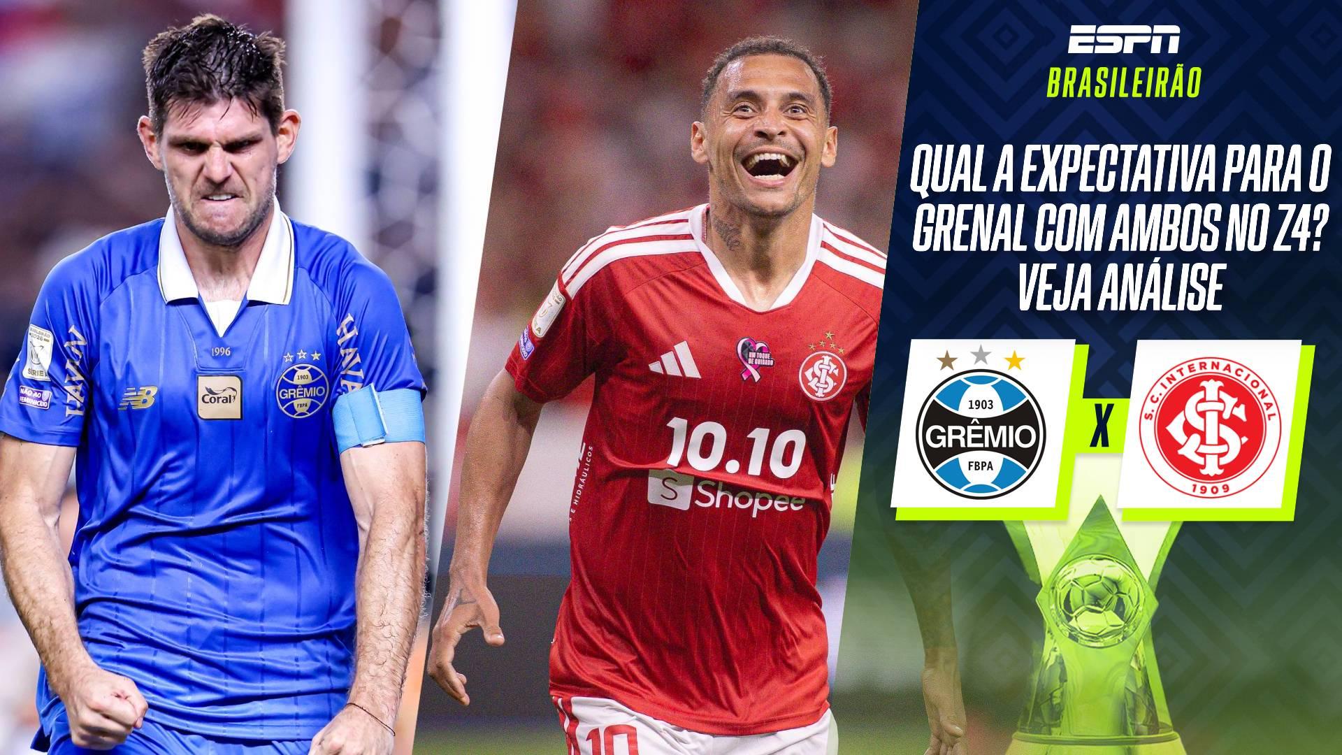 Na zona do rebaixamento, Grêmio e Internacional se enfrentam: André Donke analisa e aponta possível favorito