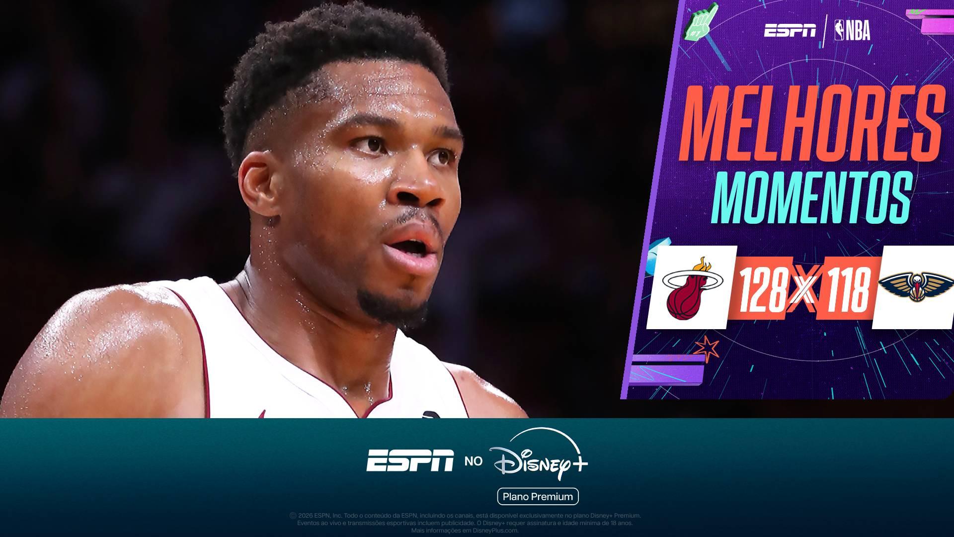 Antetokounmpo dá show, e Heat domina os Pelicans na pré-temporada da NBA