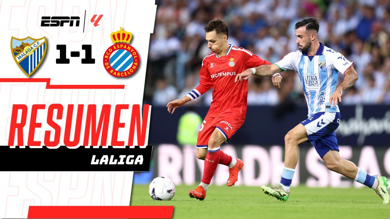 ¡El Málaga rescata el empate 1-1 ante el Espanyol en el último suspiro!