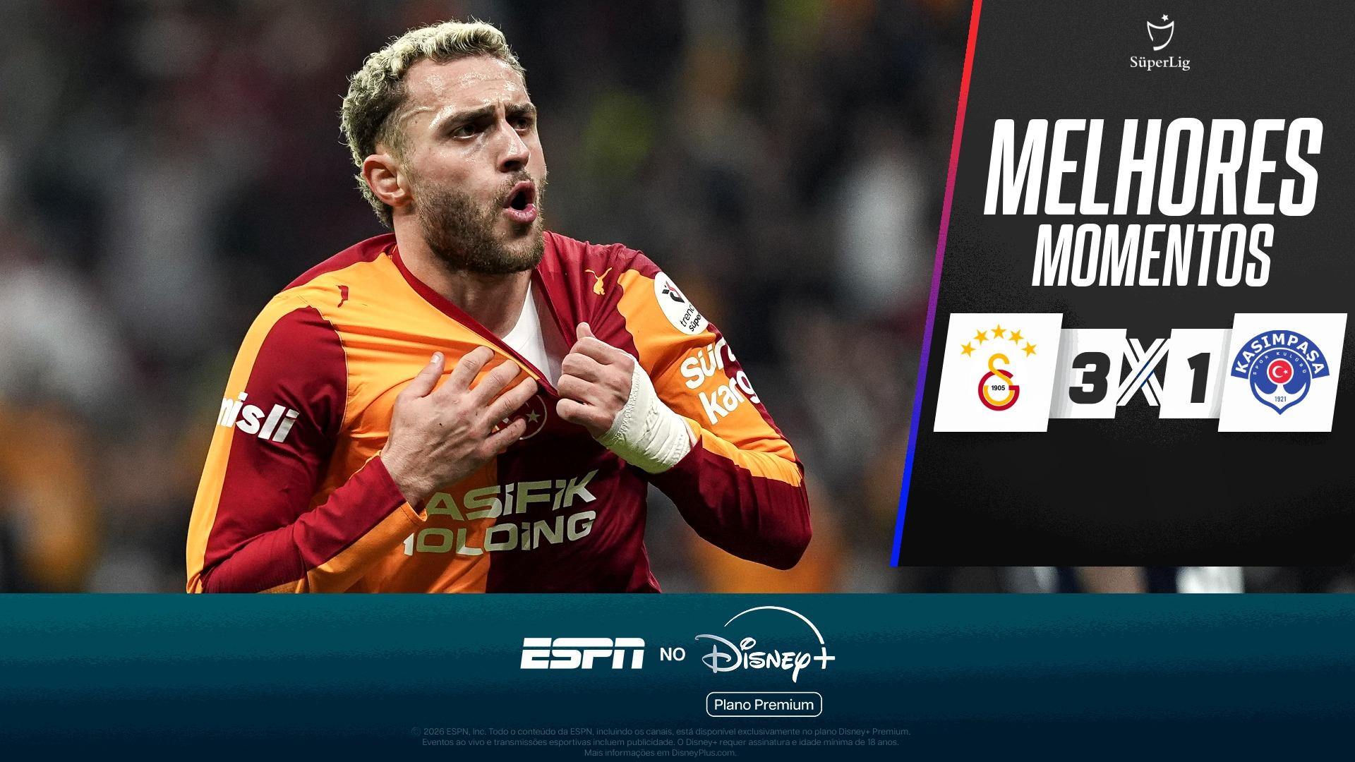 Galatasaray 3 x 1 Kasimpasa no Campeonato Turco: VEJA os melhores momentos