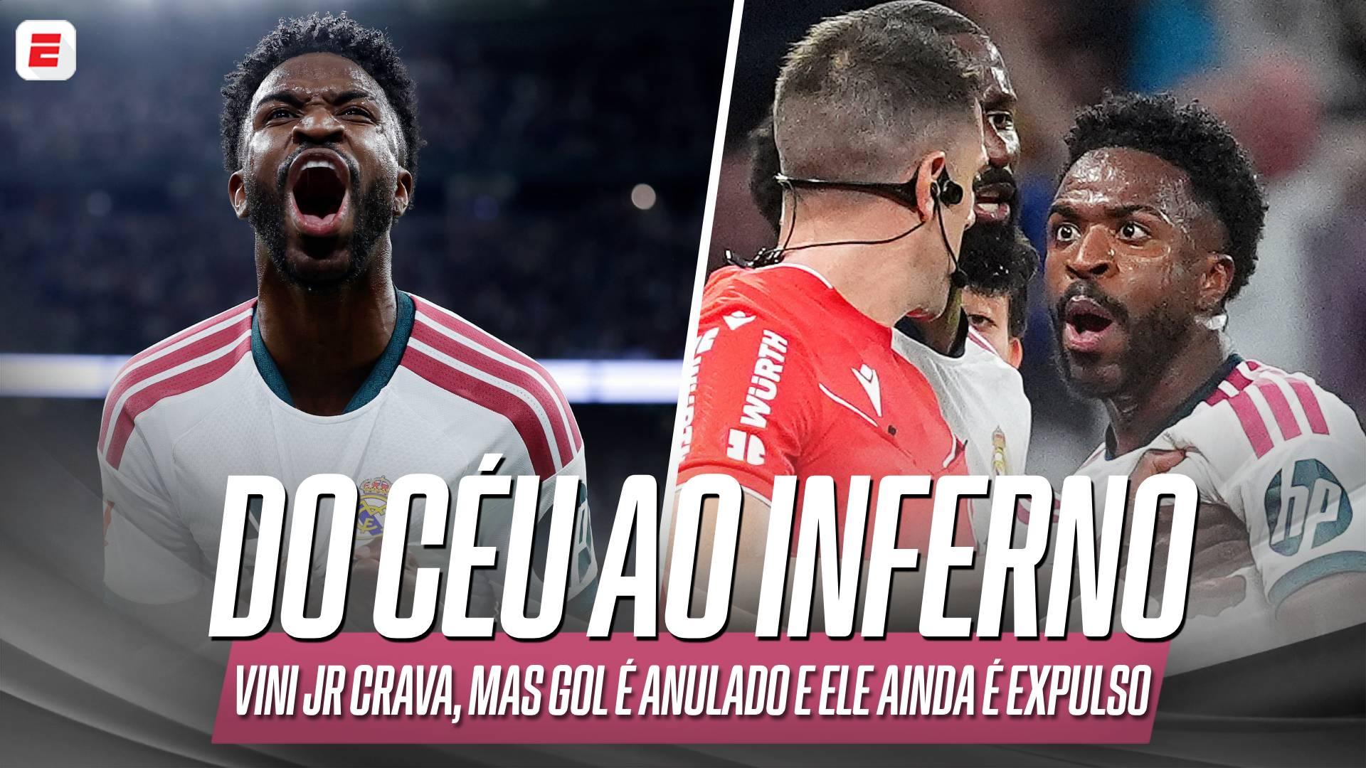 Vini Jr. é expulso após puxar o cabelo de adversário e vai do 'céu ao inferno' em jogo do Real Madrid; entenda