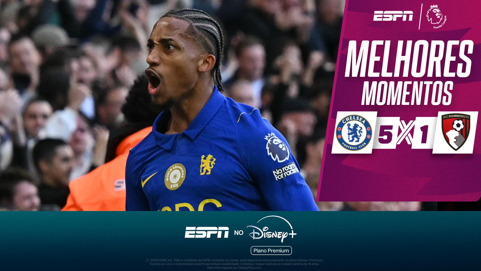 João Pedro brilha com dois gols, e Chelsea goleia Bournemouth por 5 a 1 na Premier League; VEJA os melhores momentos