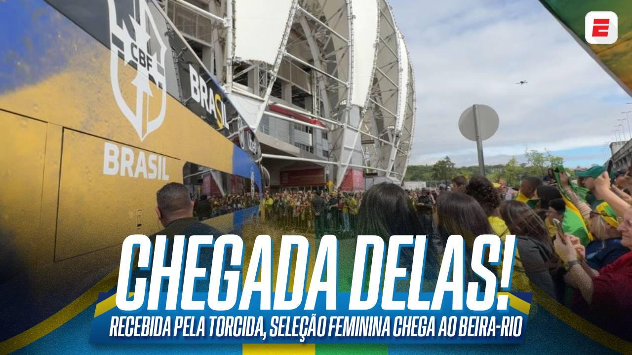 Seleção Brasileira feminina chega ao Beira-Rio para disputa de amistoso e torcida ovaciona Kerolin; VEJA
