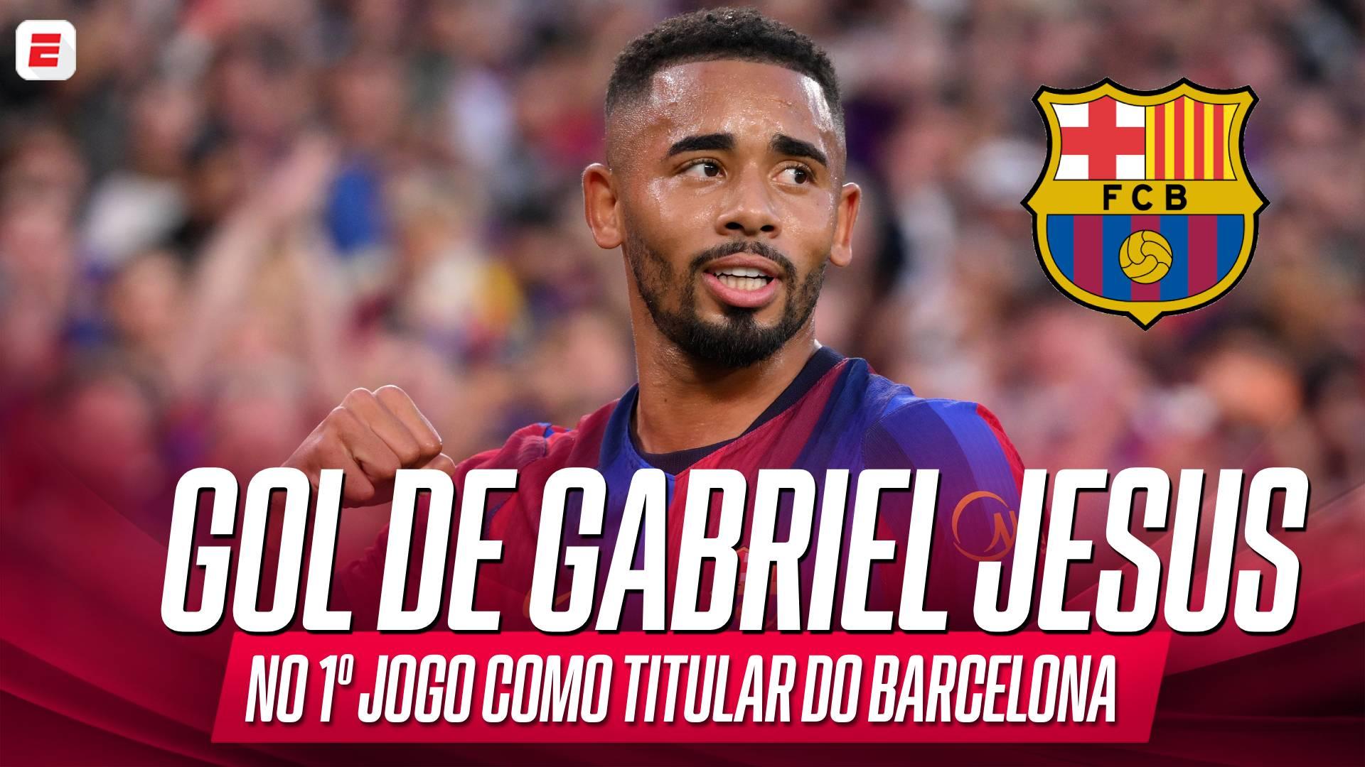 Gabriel Jesus faz belo gol em 1º jogo como titular do Barcelona e ganha confiança de Hansi Flick