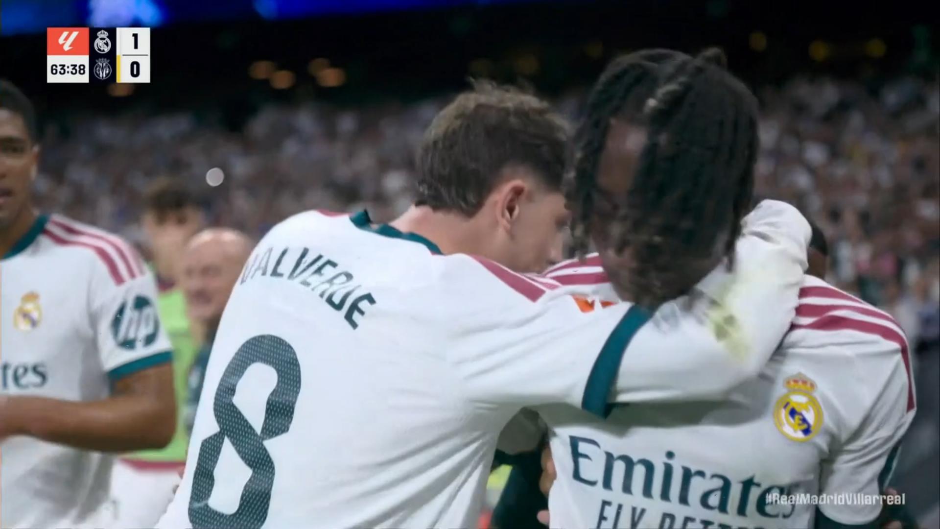¡Fina asistencia de Valverde y festejo de Diomande para el 1 a 0 del Real Madrid!