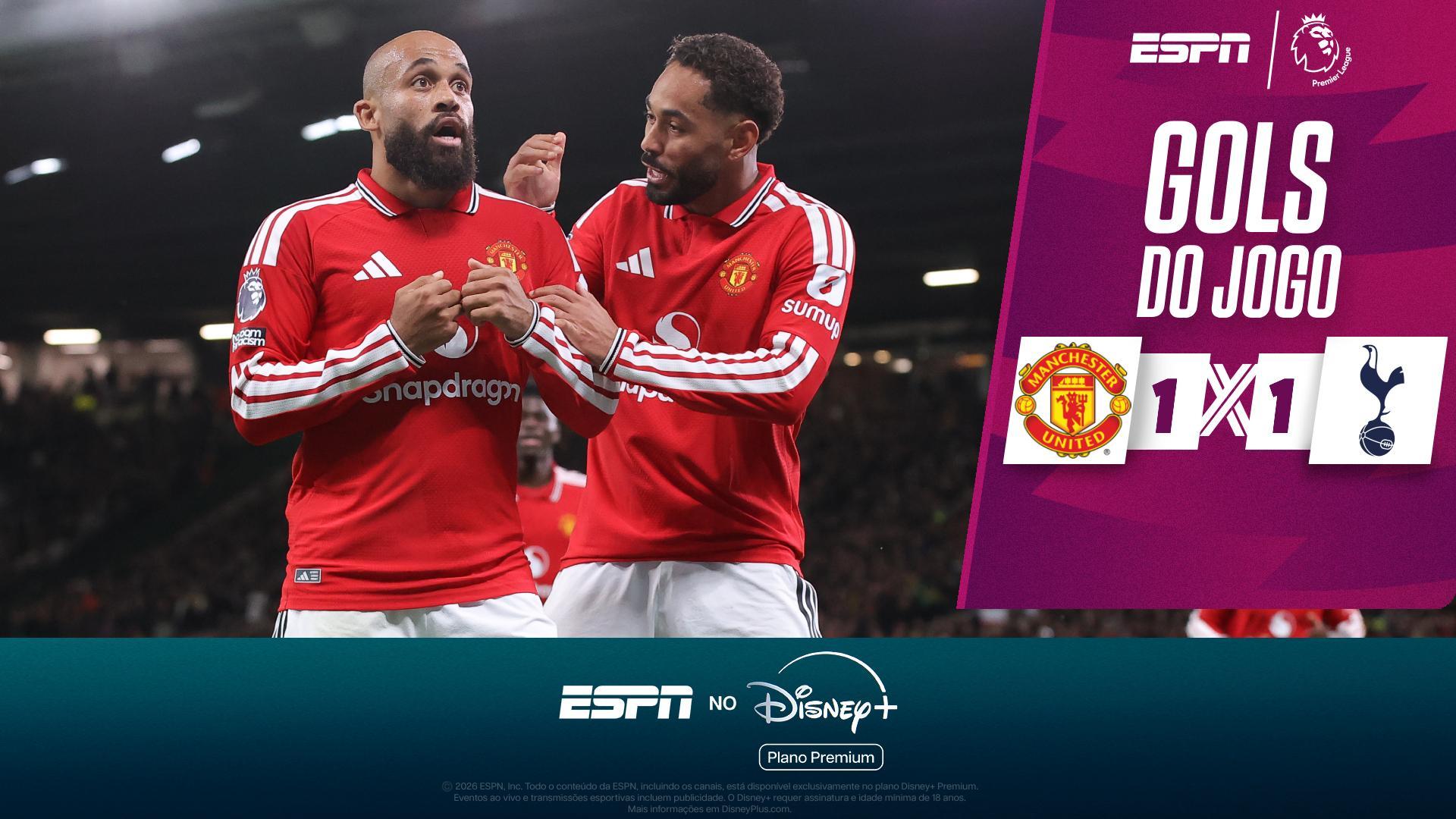 Tudo igual no Old Trafford! VEJA os gols de Manchester United 1 x 1 Tottenham
