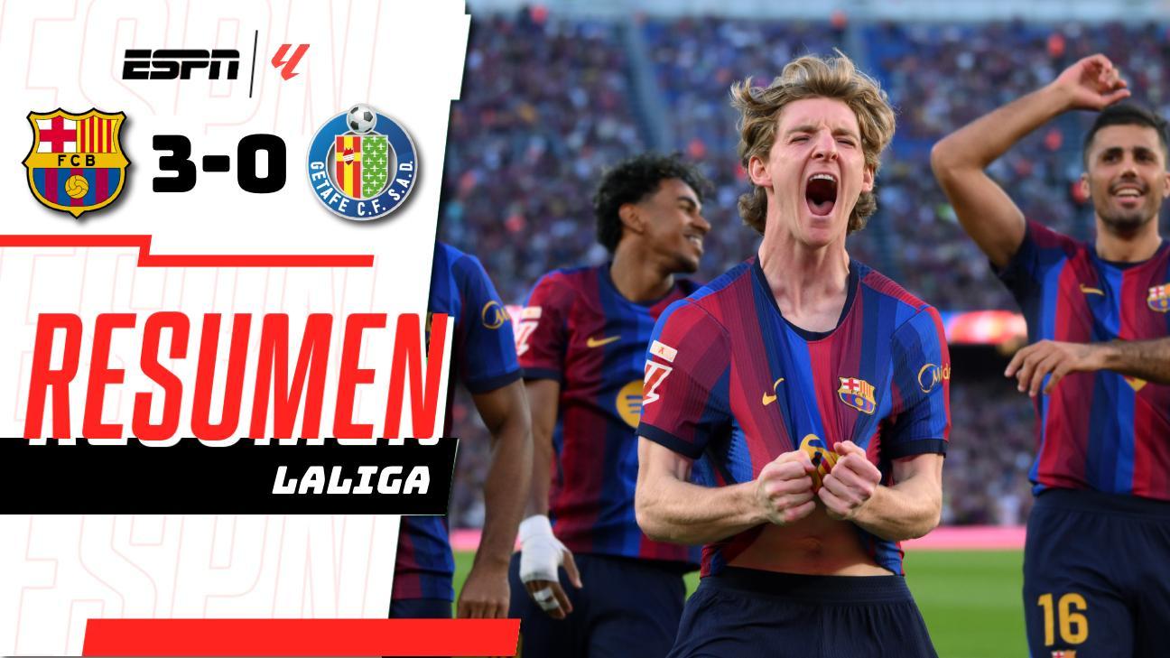 ¡Sigue el líder! Anthony Gordon anota al 2' y el Barcelona se impone 3-0 al Getafe