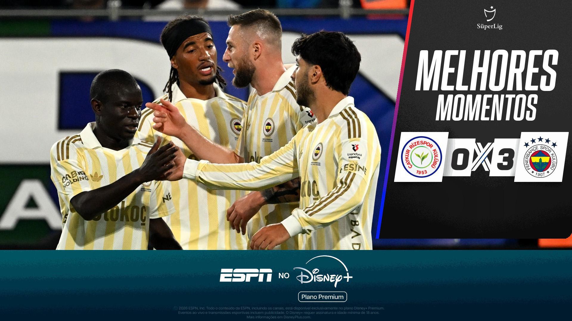 Rizespor 0 x 3 Fenerbahce no Campeonato Turco: VEJA os melhores momentos