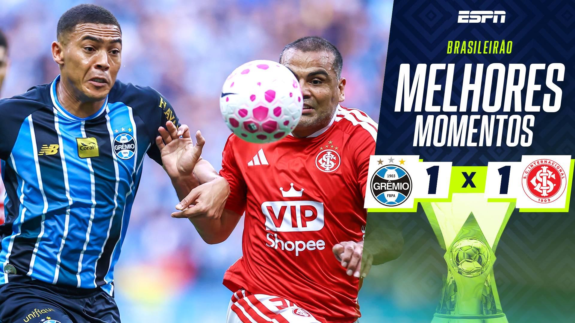 Inter marca em falha bizarra da zaga, mas Grêmio arranca o empate na Arena