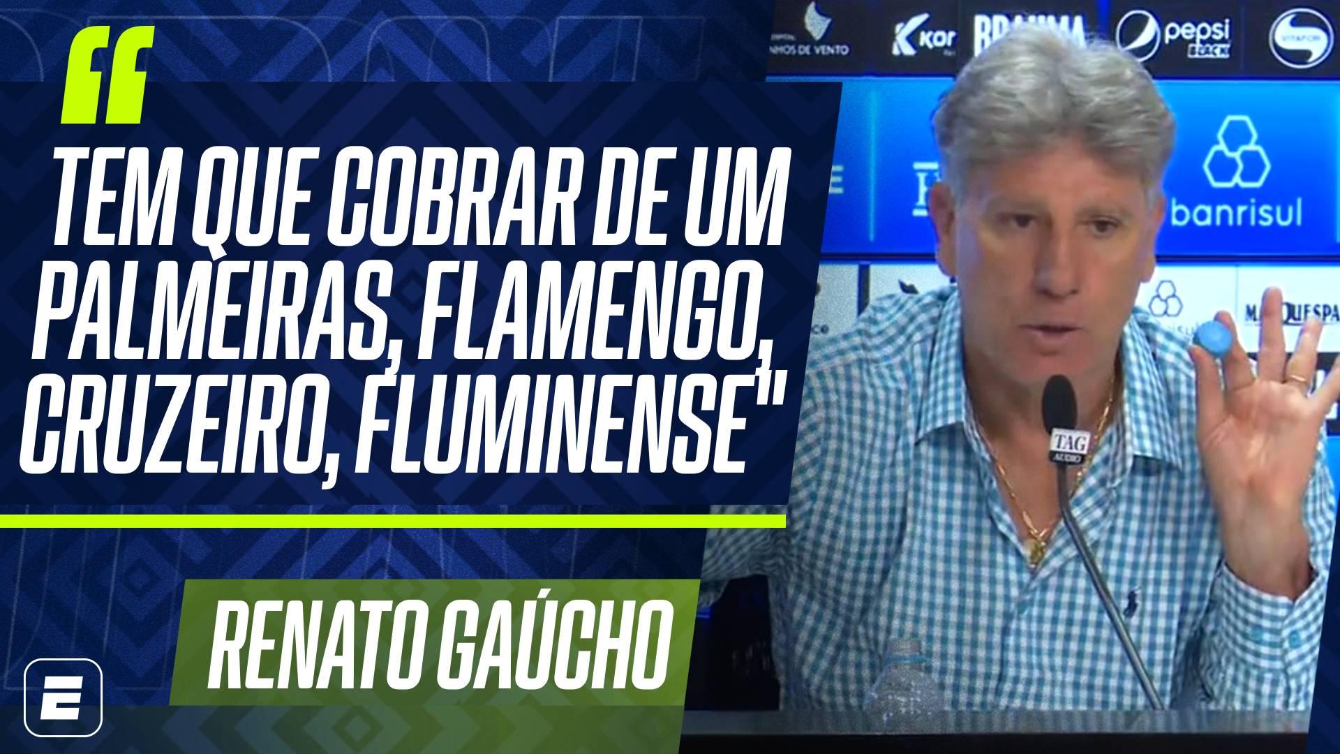 Renato Gaúcho diz o Grêmio está brigando e Brasileirão está nivelado: 'Todo mundo na mesma régua'