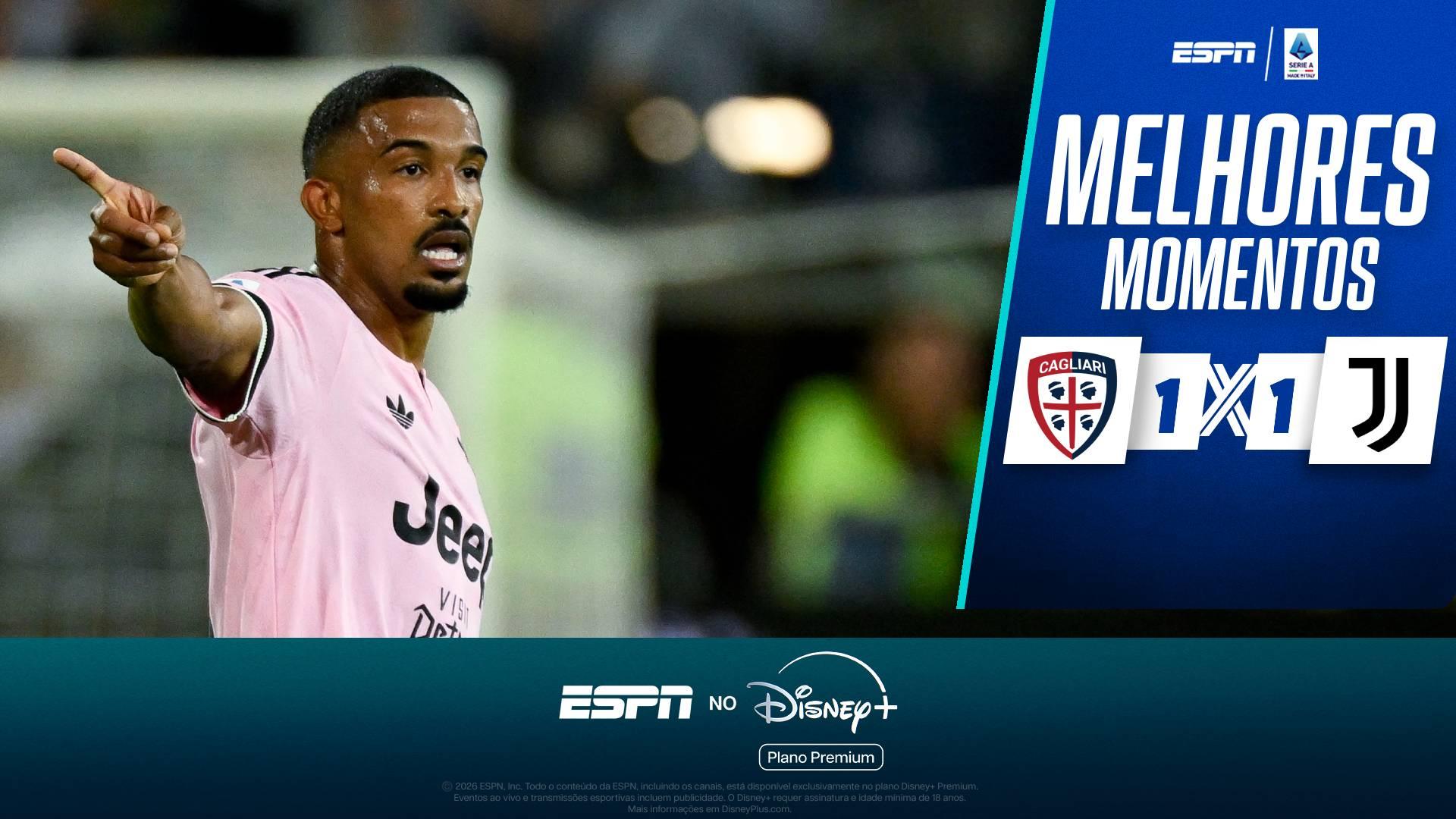 Juventus sai atrás, mas busca empate contra o Cagliari no Campeonato Italiano; melhores momentos