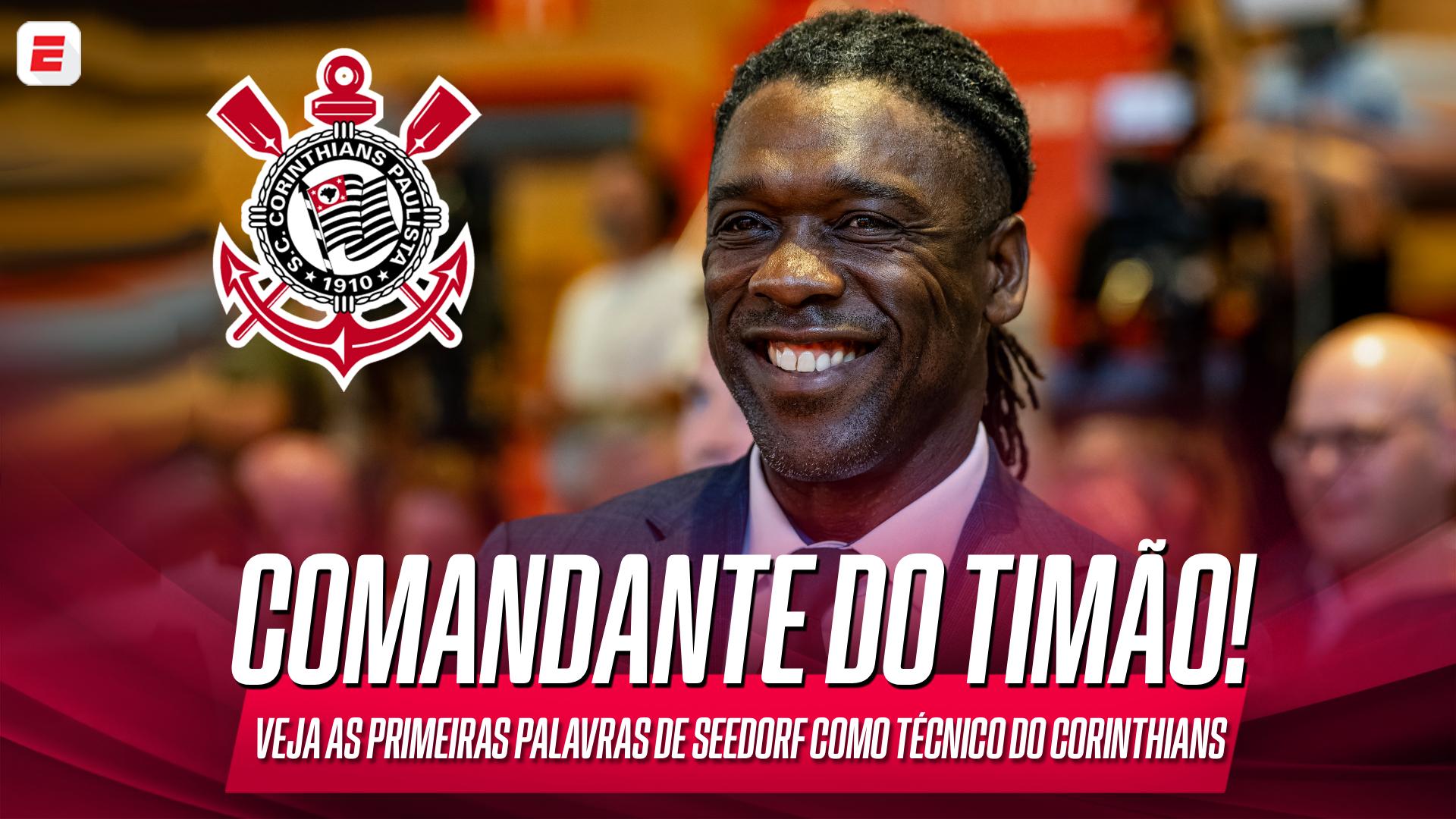 Seedorf fala pela 1ª vez como treinador do Corinthians e convoca a torcida: 'Vamos precisar de apoio'; VEJA