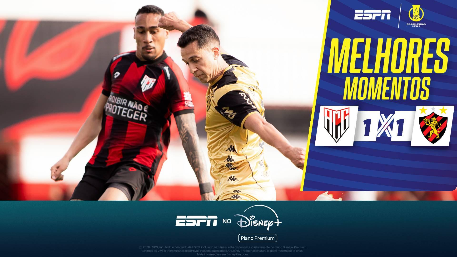 Sport sai atrás, mas busca empate contra o Atlético-GO fora de casa na Série B; melhores momentos