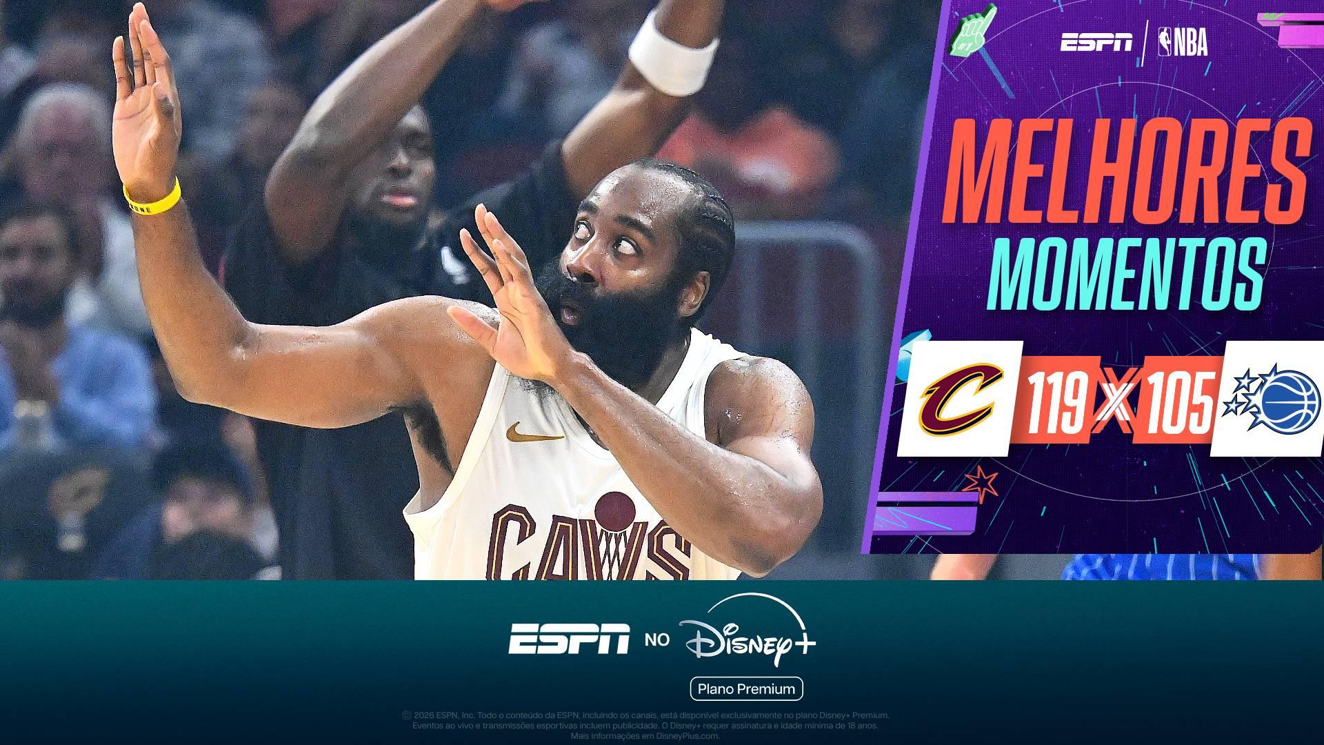 Em grande noite de James Harden, Cavs batem o Magic na pré-temporada da NBA