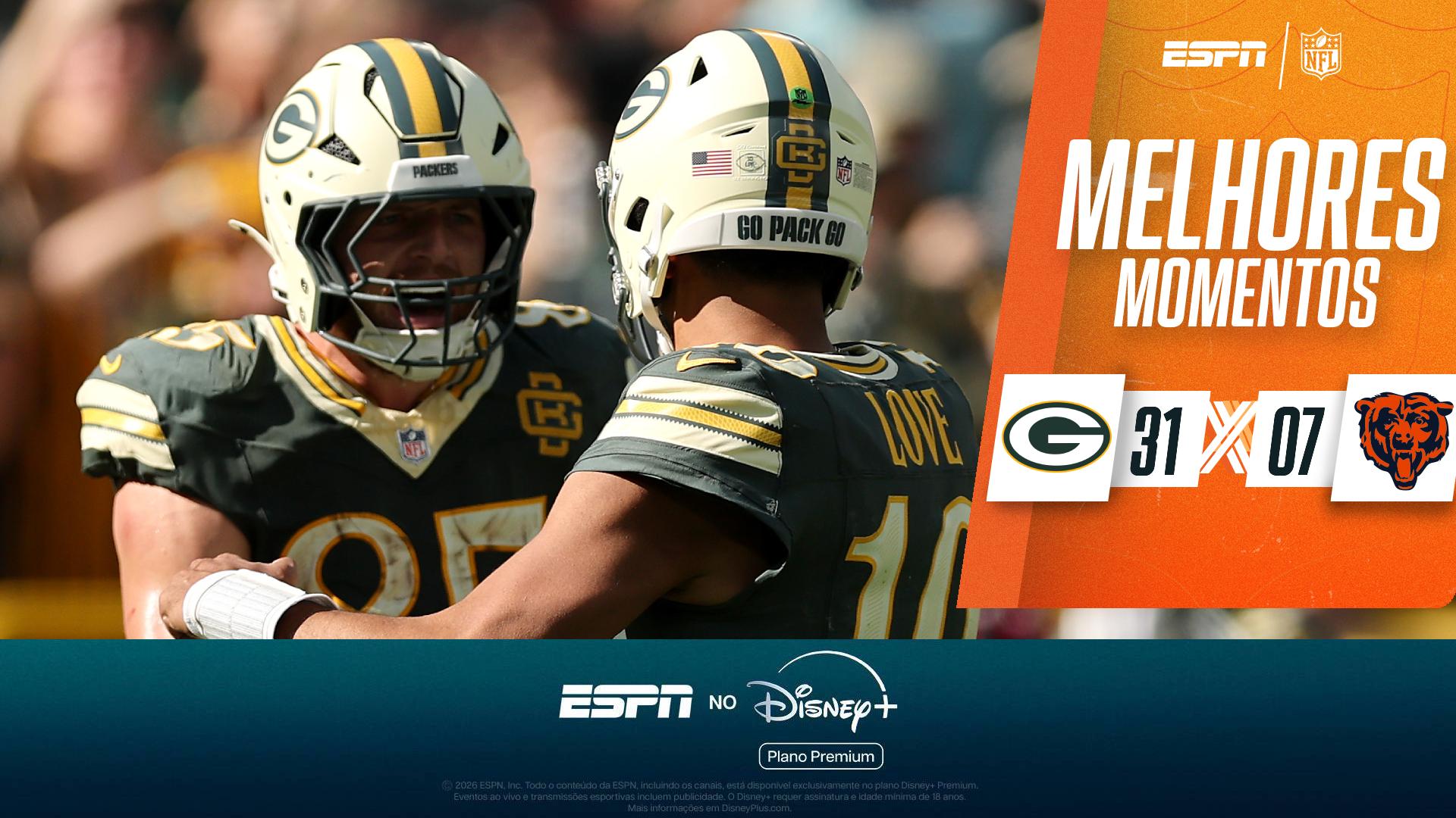 Green Bay Packers atropela Chicago Bears com touchdowns incríveis de Jordan Love; VEJA os melhores momentos