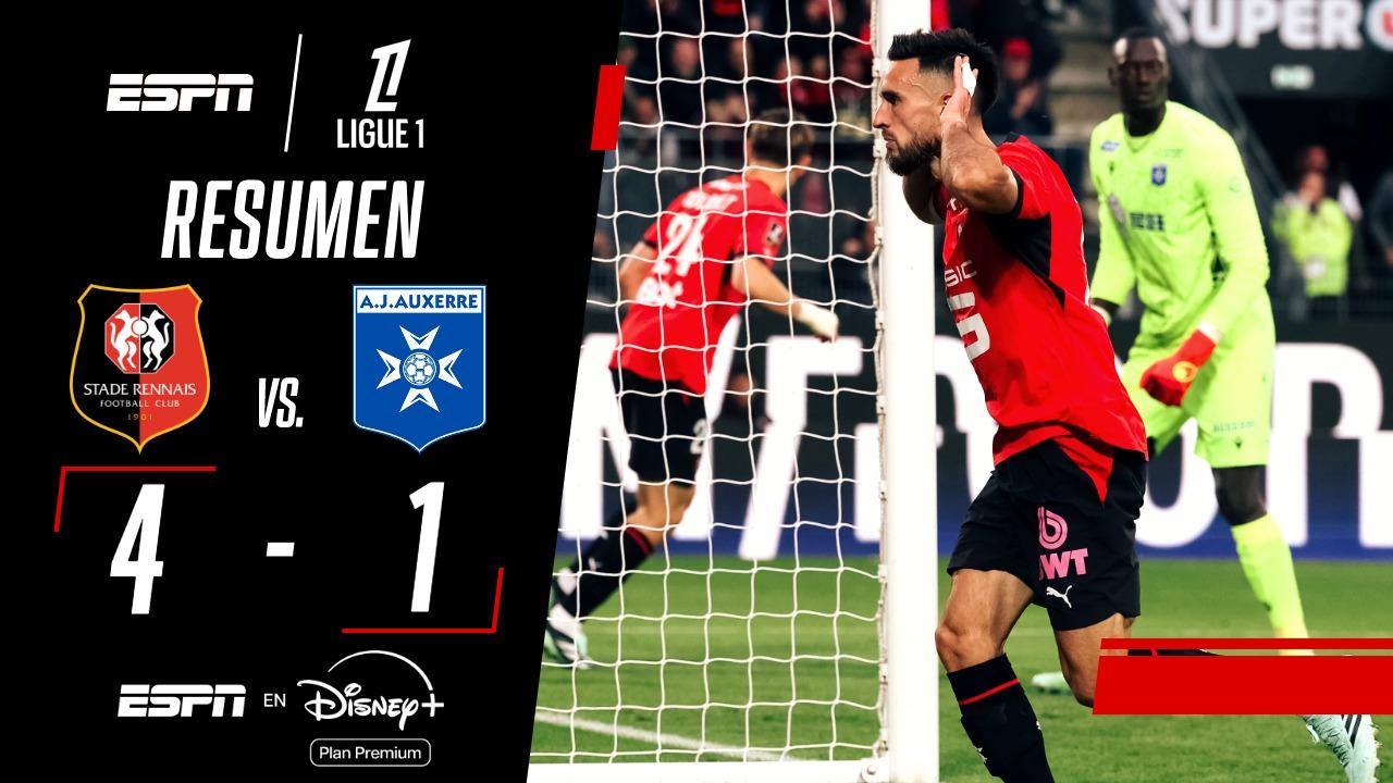 ¡Goleada de Rennes sobre Auxerre en la Ligue 1!