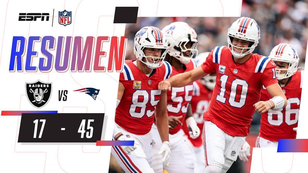 Paliza de Patriots a Raiders con el brillo de Drake Maye | NFL | Resumen