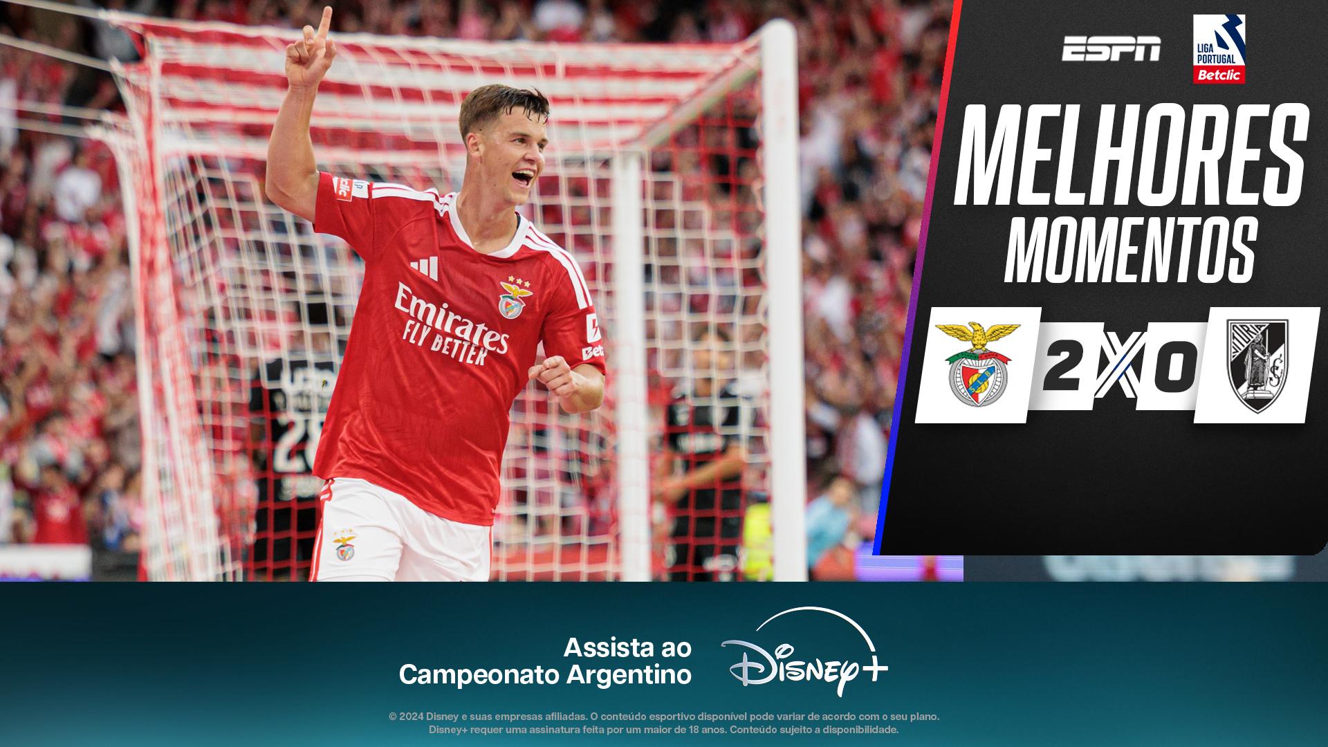 Benfica 2 x 0 Vitória de Guimarães no Campeonato Português: VEJA os melhores momentos